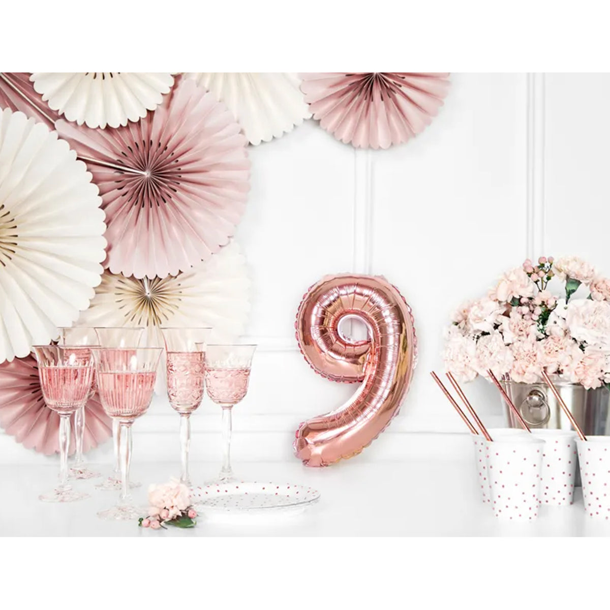 1 Balloon XS - Zahl 9 - RoséGold