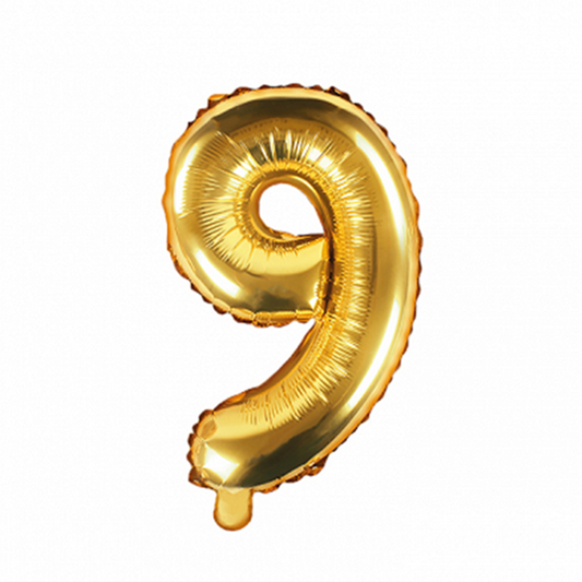 1 Balloon XS - Zahl 9 - Gold