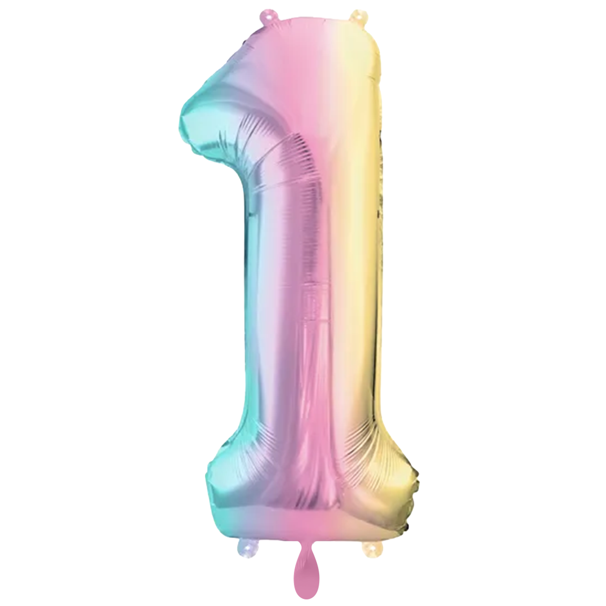 1 Ballon XXL - Zahl 1 - Pastell-Regenbogen