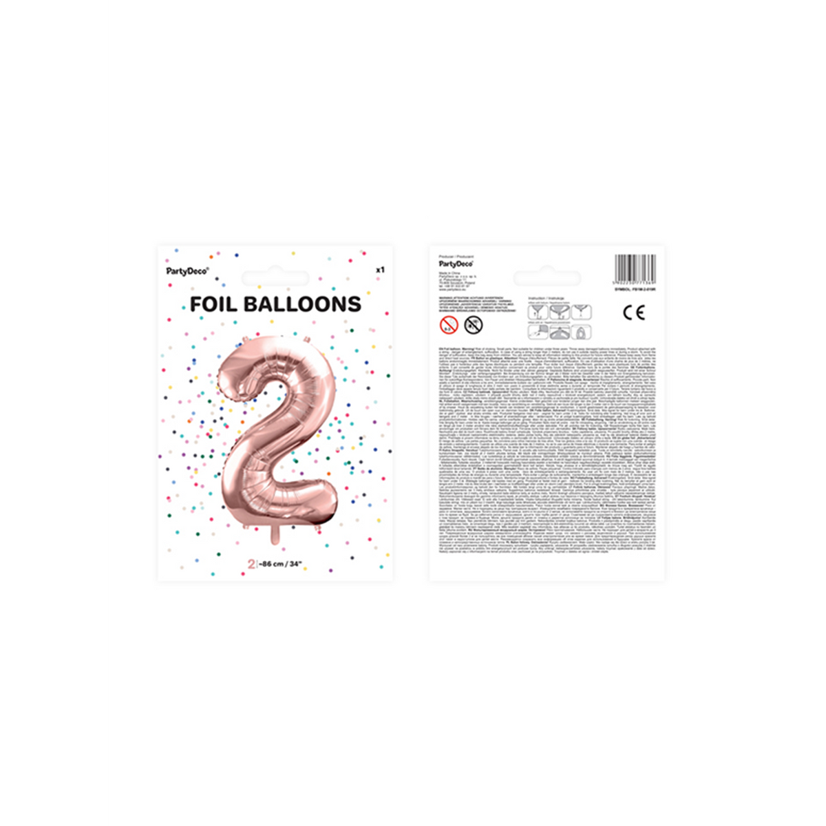 1 Ballon XXL - Zahl 2 - RoseGold