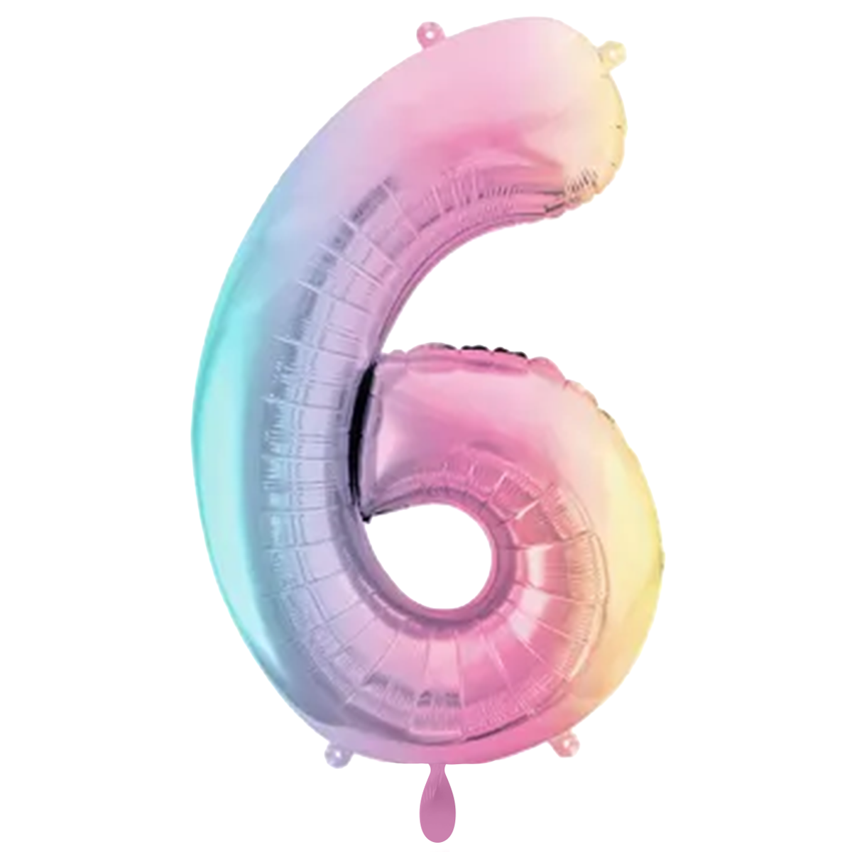 1 Ballon XXL - Zahl 6 - Pastell-Regenbogen