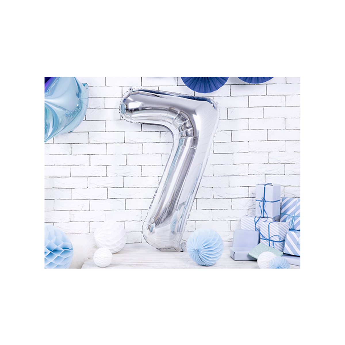 1 Ballon XXL - Zahl 7 - Silber