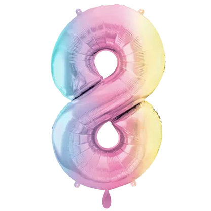 1 Ballon XXL - Zahl 8 - Pastell-Regenbogen