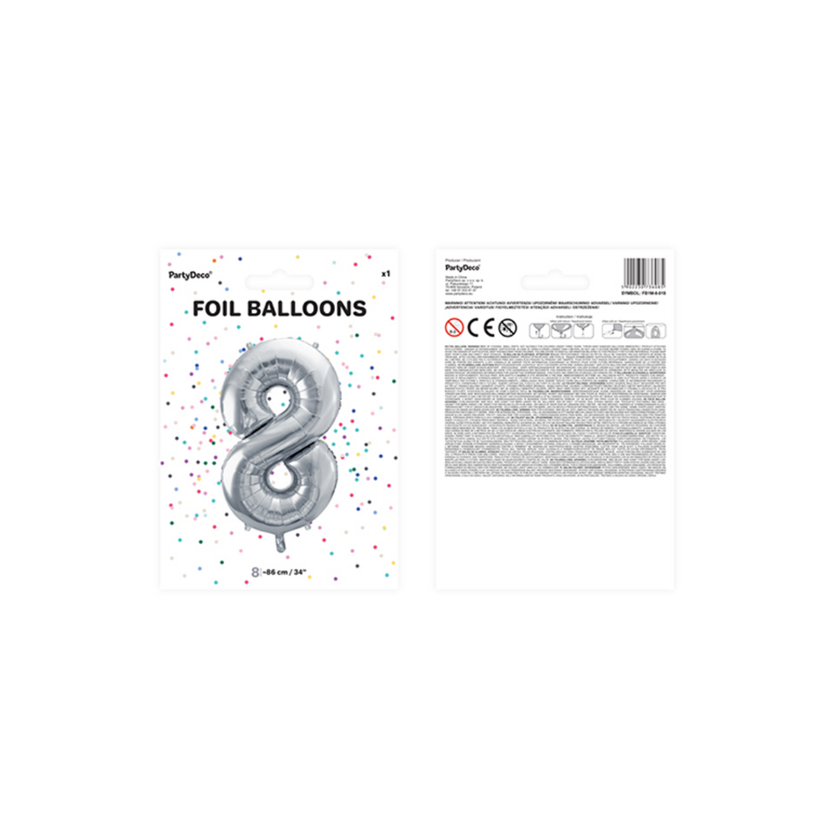 1 Ballon XXL - Zahl 8 - Silber