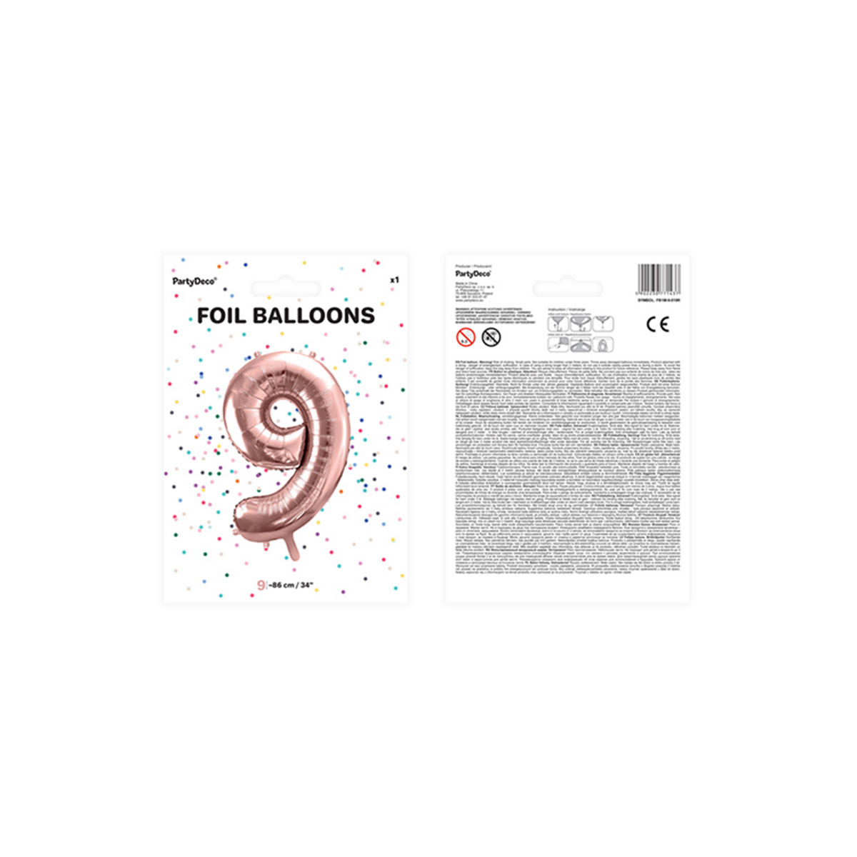 1 Ballon XXL - Zahl 9 - RoseGold