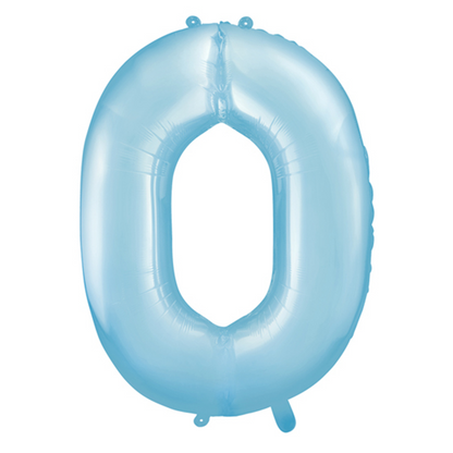 1 Ballon XXL - Zahl 0 - Hellblau