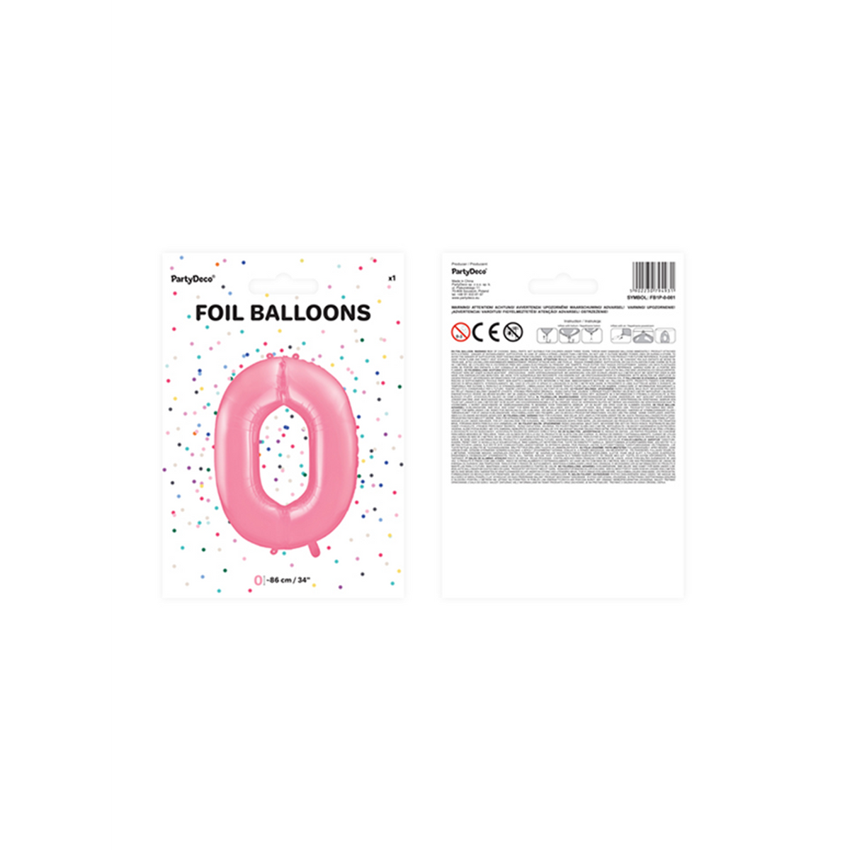 1 Ballon XXL - Zahl 0 - Rosa