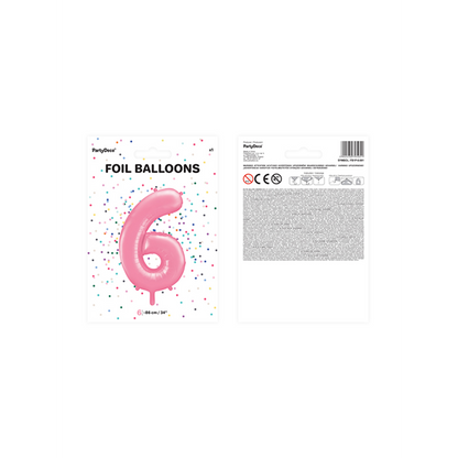 1 Ballon XXL - Zahl 6 - Rosa