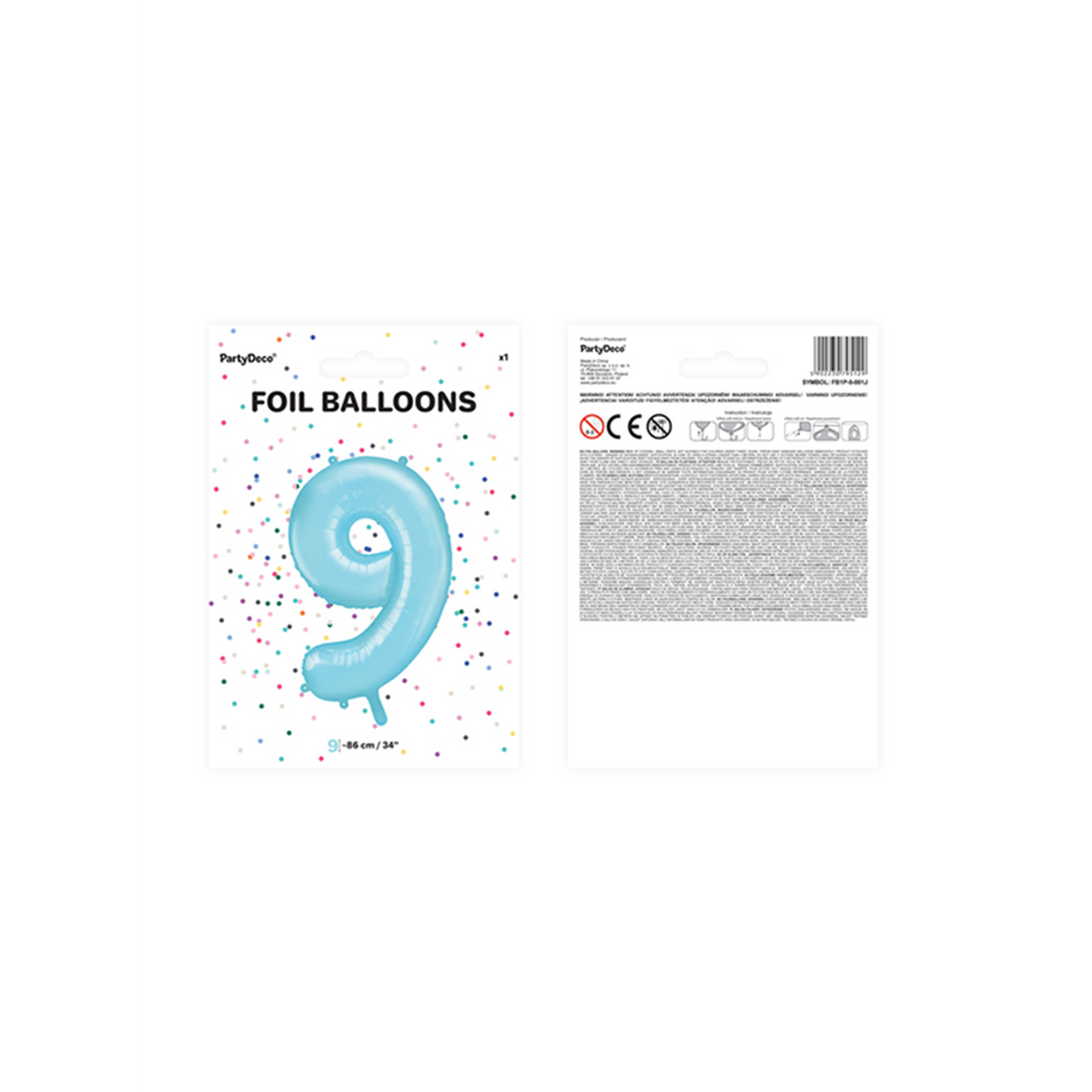 1 Ballon XXL - Zahl 9 - Hellblau