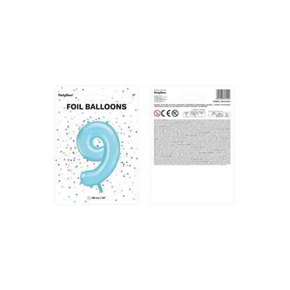 1 Ballon XXL - Zahl 9 - Hellblau