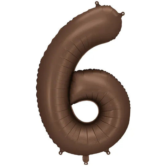 1 Ballon XXL - Zahl 6 - Mocha