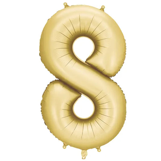 1 Ballon XXL - Zahl 8 - Gold