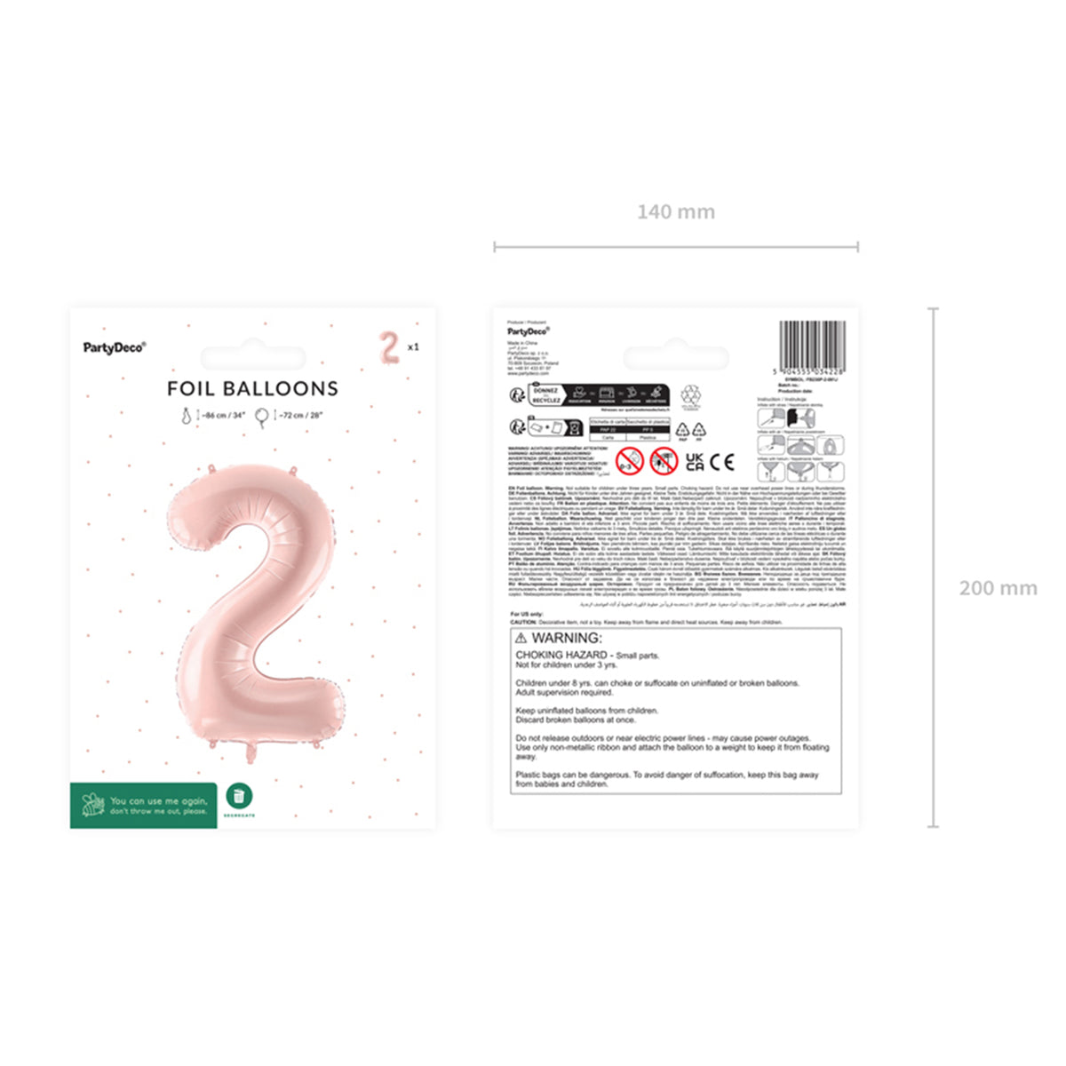 1 Balloon XL - Zahl 2 - Rosa