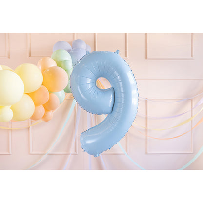 1 Balloon XL - Zahl 9 - Hellblau