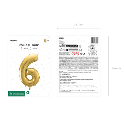 1 Balloon XL - Zahl 6 - Gold