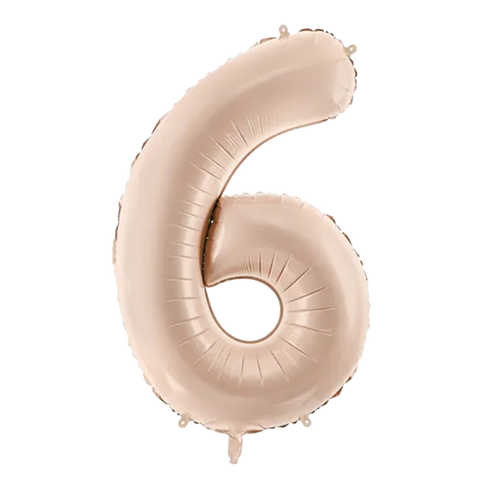 1 Balloon XL - Zahl 6 - Dunkelbeige