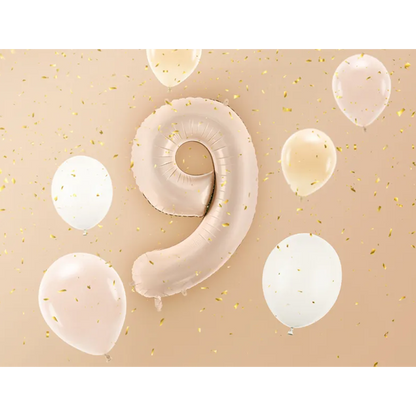 1 Balloon XL - Zahl 9 - Dunkelbeige