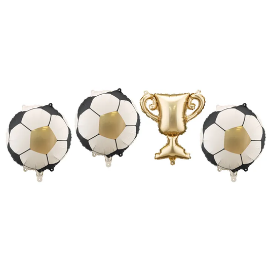 4 Folienballons für Girlanden - Fußball und Pokal