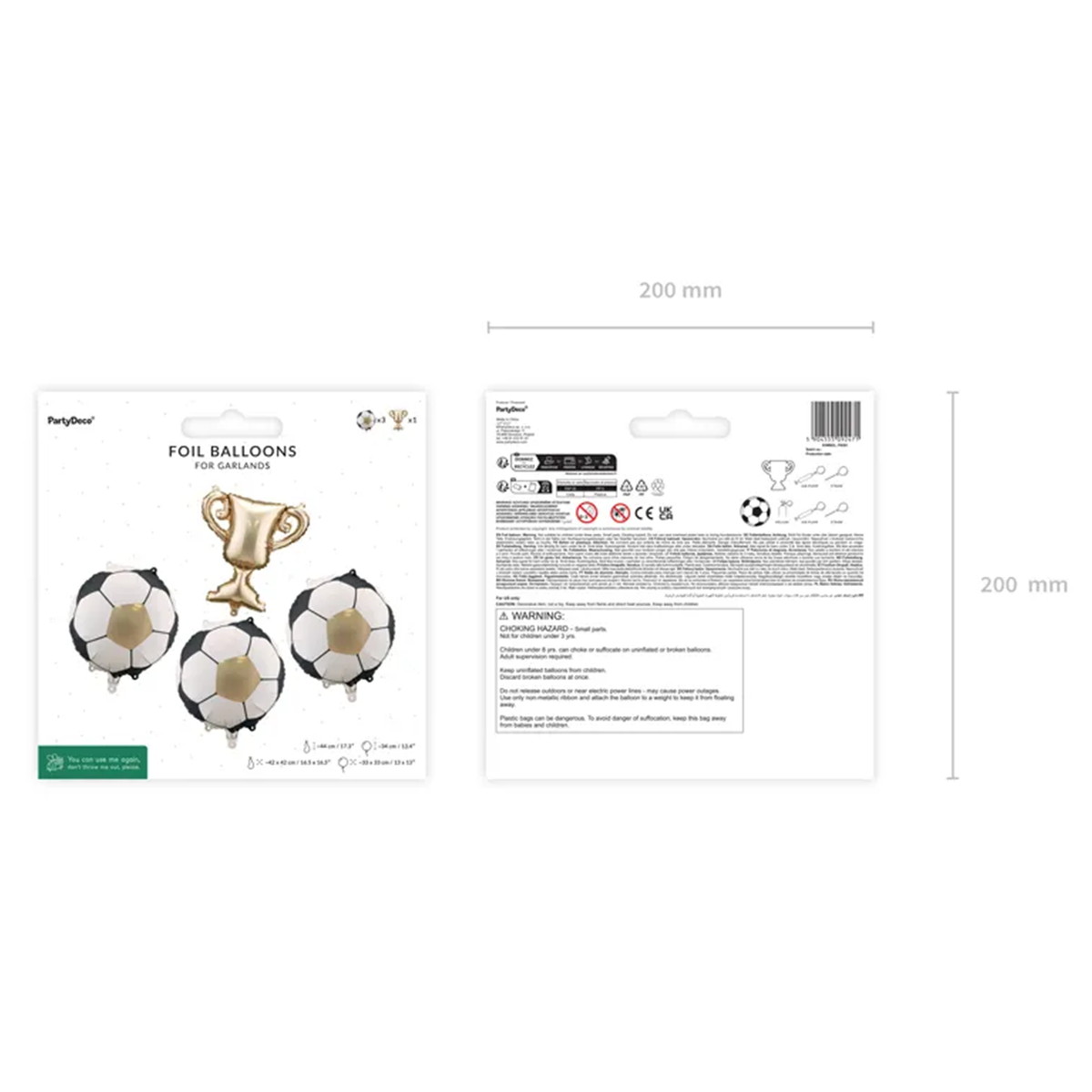 4 Folienballons für Girlanden - Fußball und Pokal