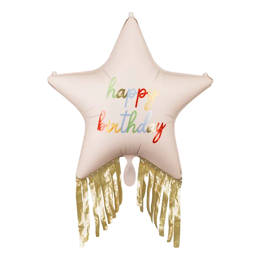 1 Ballon - Star with fringes - Happy Birthday
