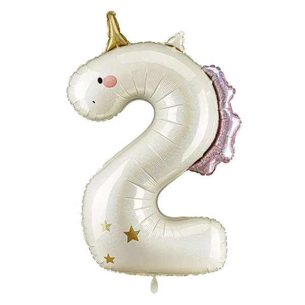 1 Ballon XXL - Zahl 2 - Unicorn