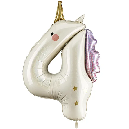 1 Ballon XXL - Zahl 4 - Unicorn