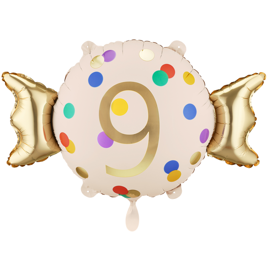 1 Ballon - Zahl 9 - Bonbon