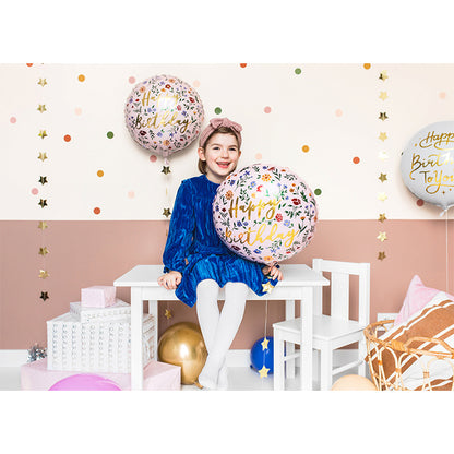1 Ballon - Happy Birthday Flowers