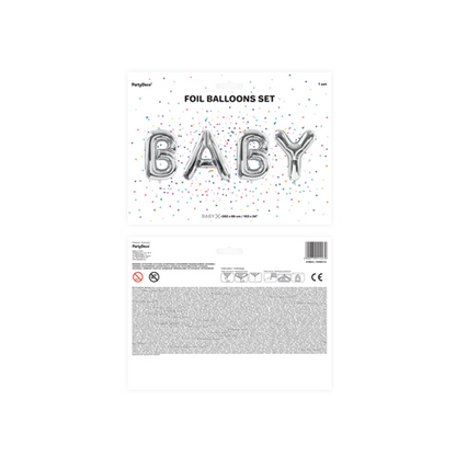 1 Ballon XXL - Schriftzug - BABY - Silber