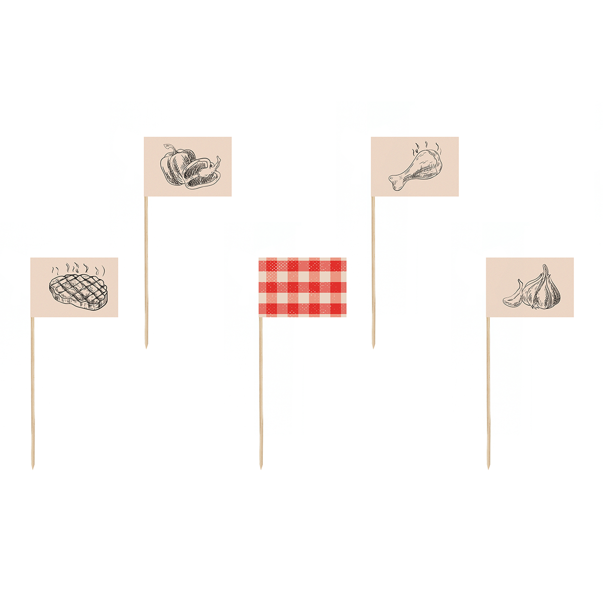 12 Grill-Dekospieße mit Fähnchen