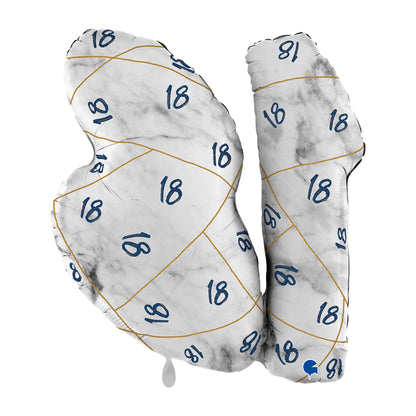 1 Balloon XL - Marble Mate Numbers 18 Blue