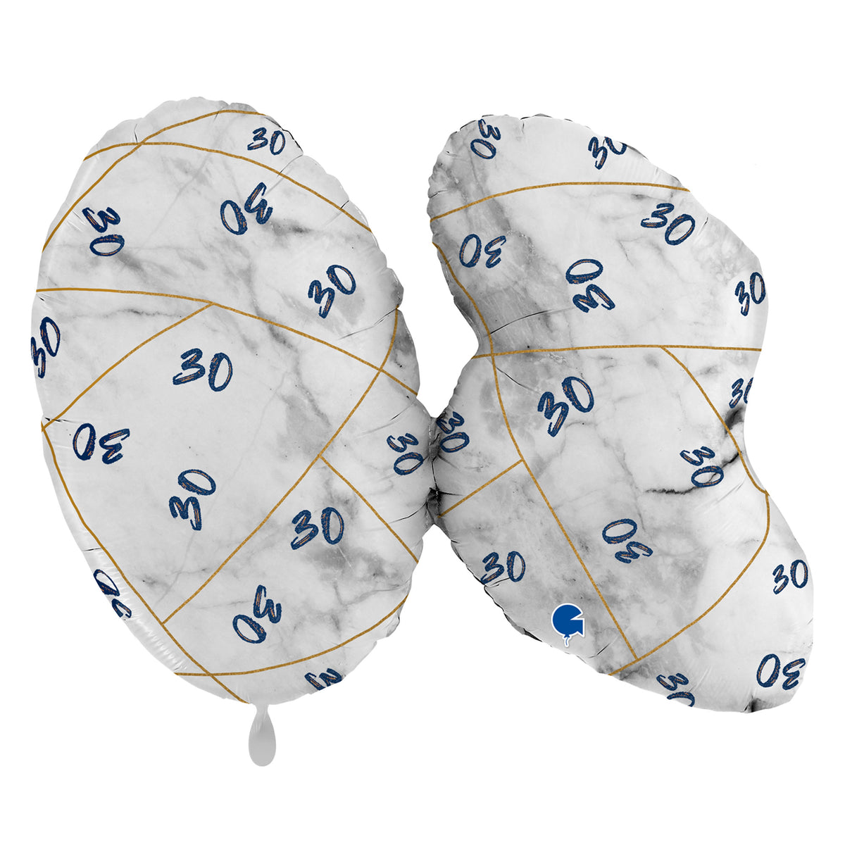 1 Balloon XL - Marble Mate Numbers 30 Blue