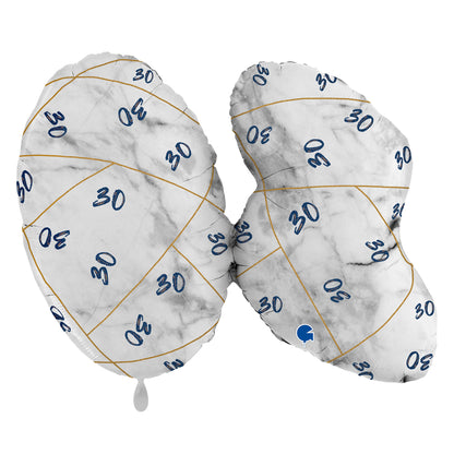 1 Balloon XL - Marble Mate Numbers 30 Blue