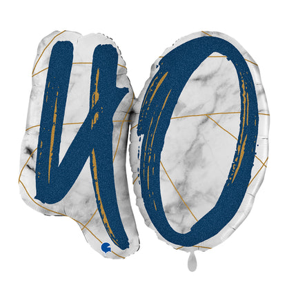 1 Balloon XL - Marble Mate Numbers 40 Blue