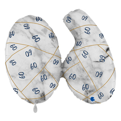 1 Balloon XL - Marble Mate Numbers 60 Blue