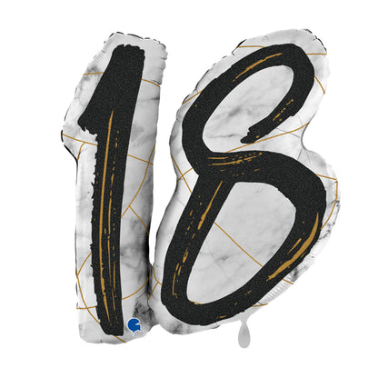 1 Balloon XL - Marble Mate Numbers 18 Black