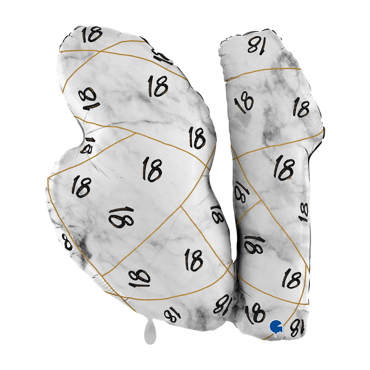 1 Balloon XL - Marble Mate Numbers 18 Black