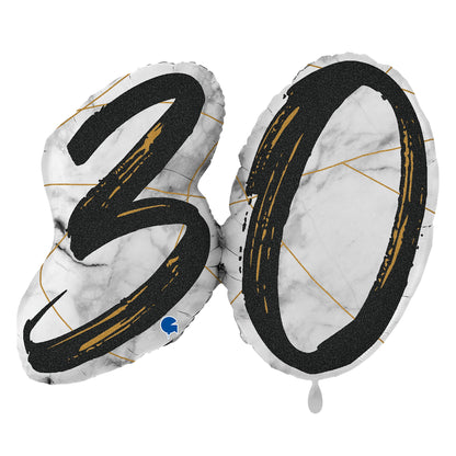 1 Balloon XL - Marble Mate Numbers 30 Black