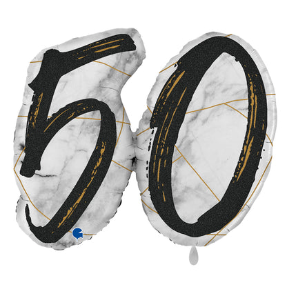 1 Balloon XL - Marble Mate Numbers 50 Black