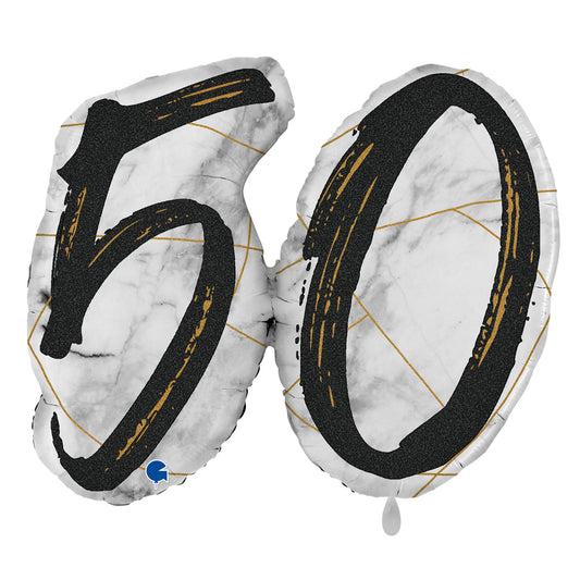 1 Balloon XL - Marble Mate Numbers 50 Black