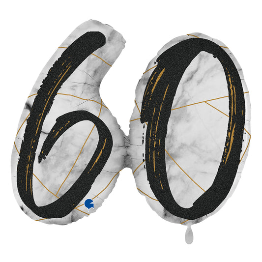 1 Balloon XL - Marble Mate Numbers 60 Black