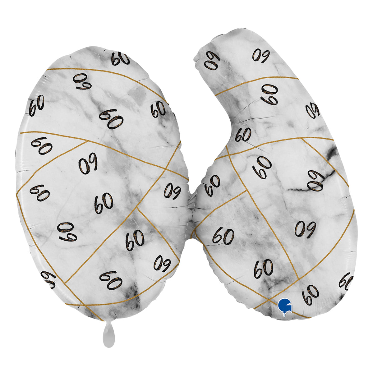 1 Balloon XL - Marble Mate Numbers 60 Black