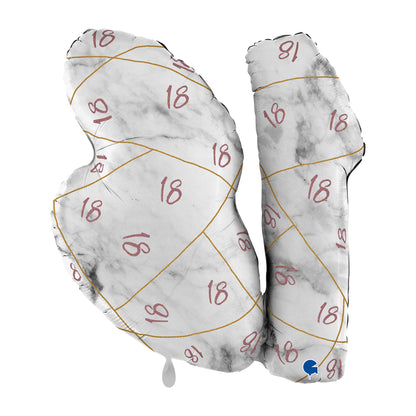 1 Balloon XL - Marble Mate Numbers 18 Rose Gold
