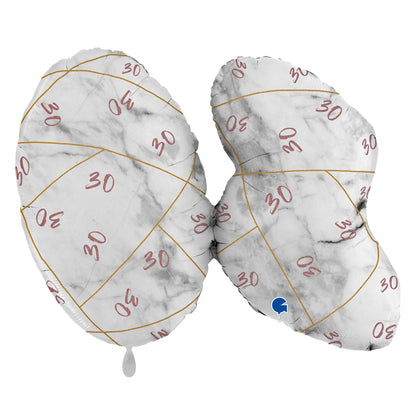 1 Balloon XL - Marble Mate Numbers 30 Rose Gold