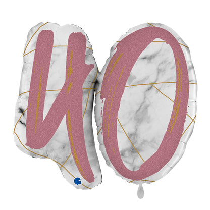 1 Balloon XL - Marble Mate Numbers 40 Rose Gold