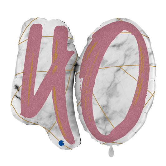 1 Balloon XL - Marble Mate Numbers 40 Rose Gold