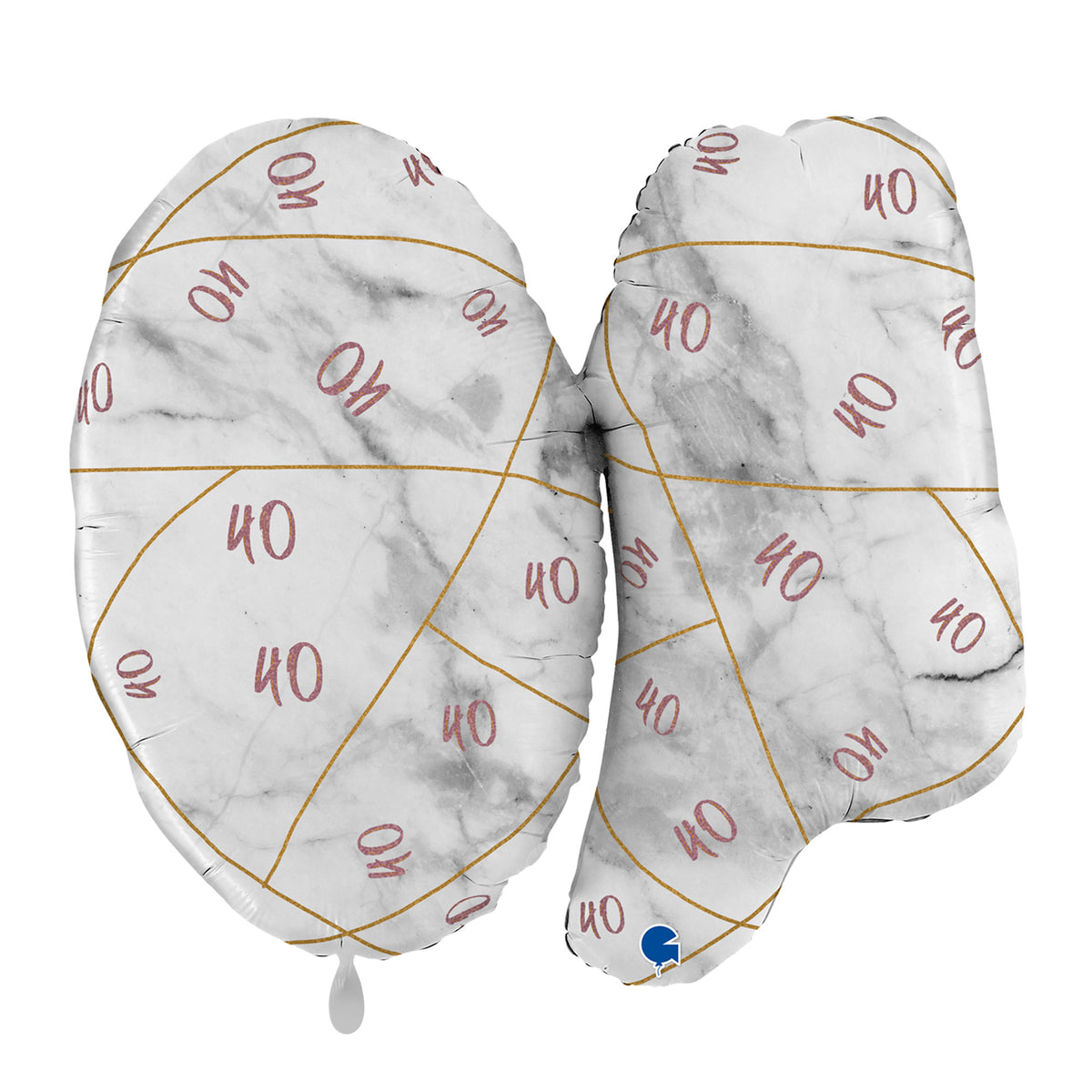 1 Balloon XL - Marble Mate Numbers 40 Rose Gold