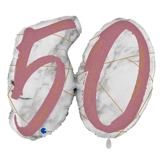 1 Balloon XL - Marble Mate Numbers 50 Rose Gold
