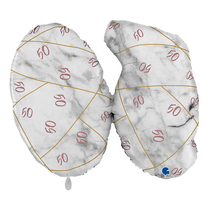 1 Balloon XL - Marble Mate Numbers 50 Rose Gold