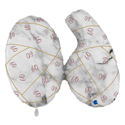 1 Balloon XL - Marble Mate Numbers 60 Rose Gold